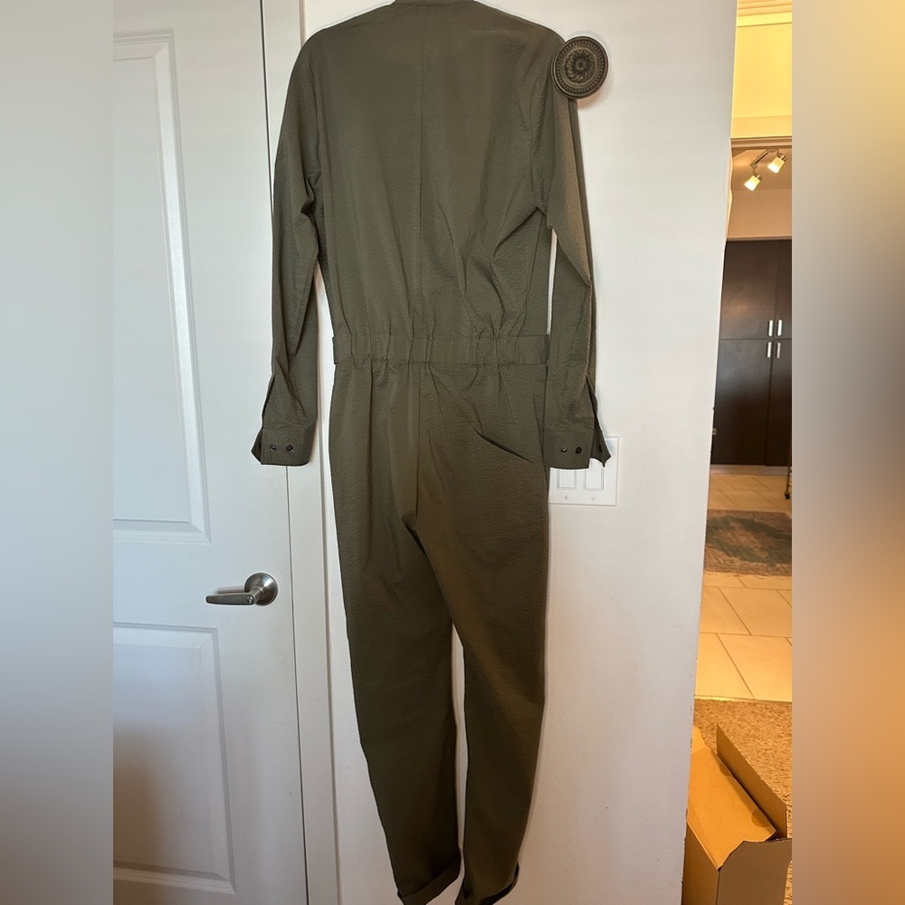 RD Risen Division In Jumpsuits we Trust Wilde Olive green seersucker jumpsuit S - Picture 9 of 11